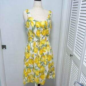 Pappagallo Yellow eyelet Sundress Sleeveless Scoop Neck Midi 14